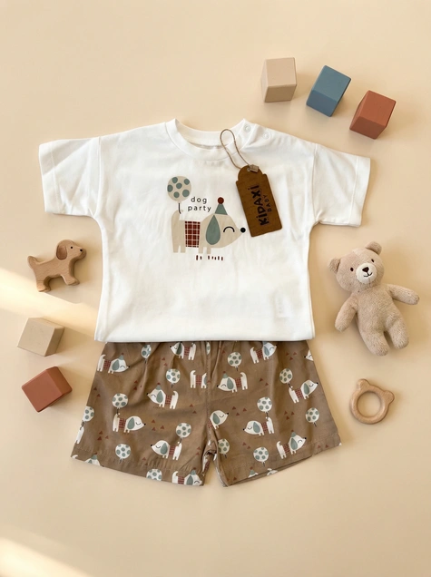 Kidaxi komplet majica i šorts za bebe 5487