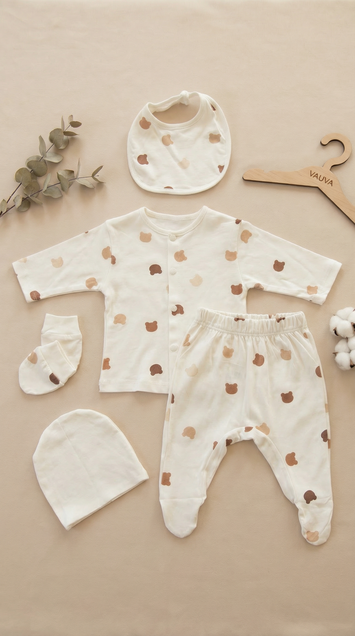 Vauva set za novorođenče 5/1, dezen meda, 0-3 mes 5184