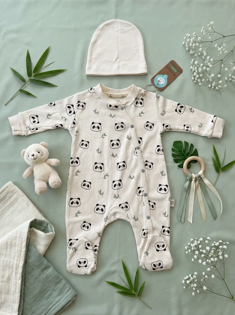Bubbles zeka sa kapicom od organskog pamuka Panda 68 (3-6 mes) 5477