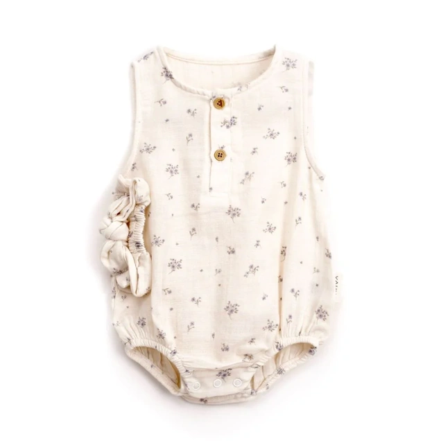 VAUVA Bobi za bebe od pamucnog muslina bez rukava sa trakom za kosu (18-24 m) 86-92 cm Bež cveće 5165
