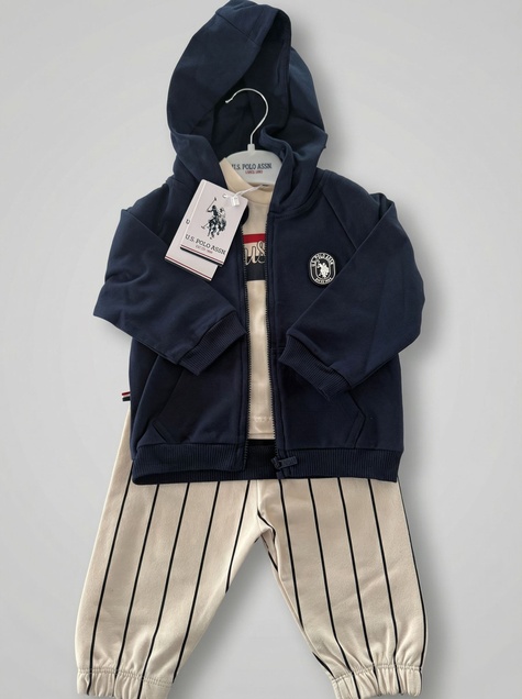 U.S. Polo ASSN komplet Navy 3/1, pantalone, majica i duks 5538