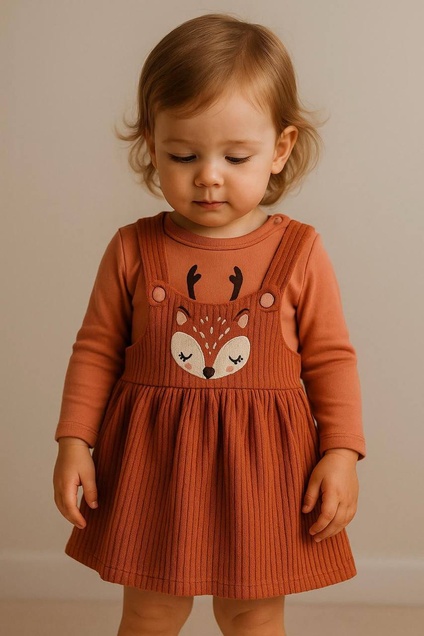 WOWO  komplet Haljinica i bodi  Bambi 2/1 (cigla) 80 (9-12 mes) 4711