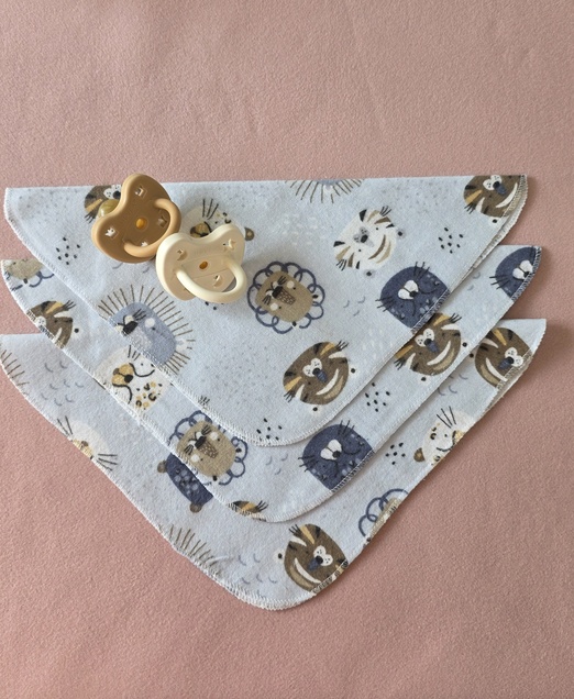 WOWO  flanel bebi krpica  lavići i tigrići plava 4753