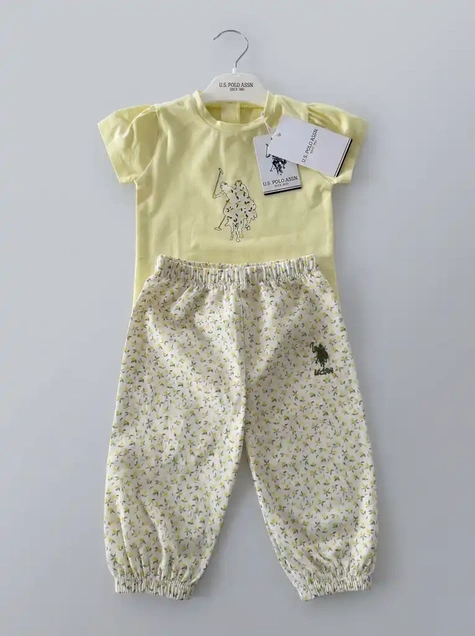 U.S. Polo ASSN komplet majica i pantalone Limoncello Glam USB3023 68-74 (6-9 mes) 5447