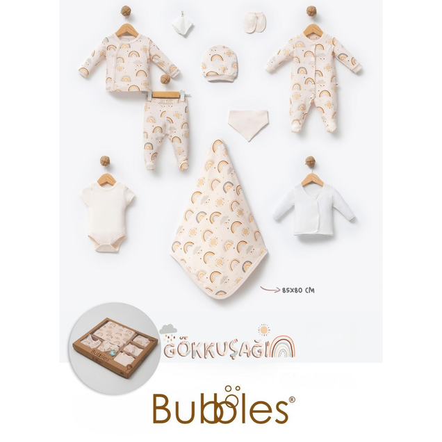 Bubbles set 10/1 za novorođenče od organskog pamuka (Duga) 3798