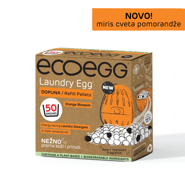 ECOEGG 2u1 Dopuna za deterdžent i omekšivač za veš, Miris cveta pomorandže-50 pranja 3013