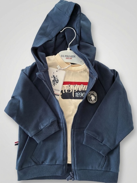 U.S. Polo ASSN komplet Navy 3/1, pantalone, majica i duks 5539