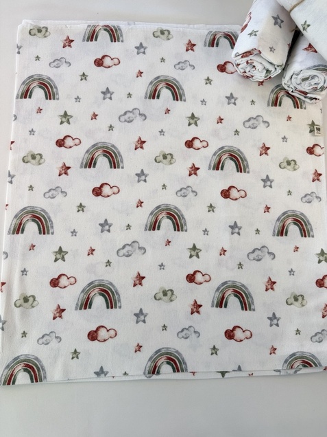 Wowo tetra pelena rainbow flanel duga siva 110x100 3496