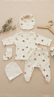 Vauva set za novorođenče 5/1, dezen medo, 0-3 mes