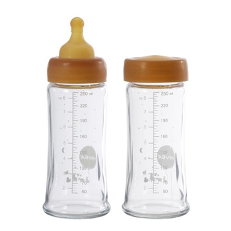 HEVEA Staklena flašica sa širokim otvorom za bebe 250ml, 2 kom