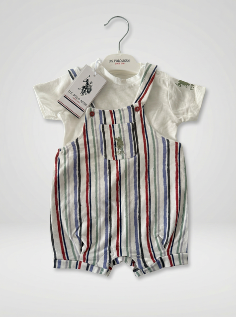 U.S. Polo ASSN komplet majica i kombinezon Rugby Multi Stripe 92-98 (24-36 mes) 5391