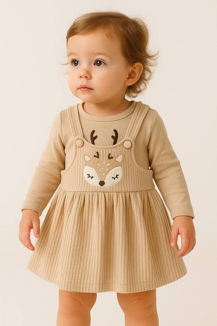 WOWO  komplet Haljinica i bodi  Bambi 2/1 (bež) 80 (9-12 mes) 4717