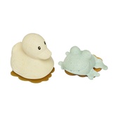 HEVEA Squeeze'N'Splash igračke za kupanje -Poklon set Gumena patka i žaba, Snežno plava i žalfija