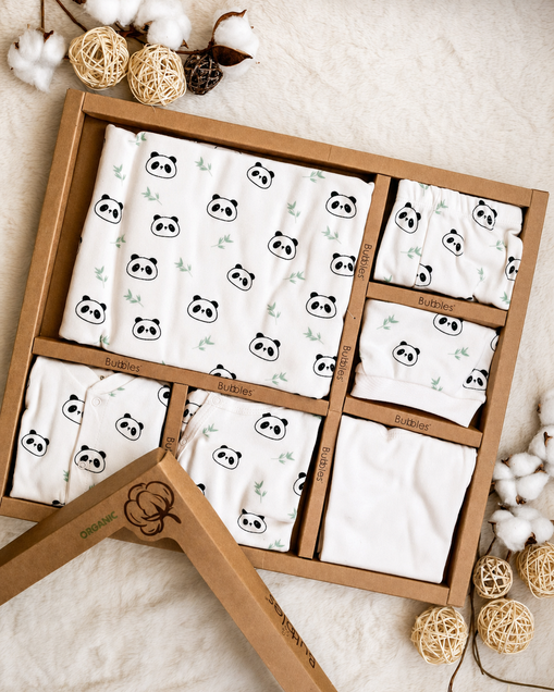 Bubbles set 10/1 za novorođenče od organskog pamuka (Panda) 5922