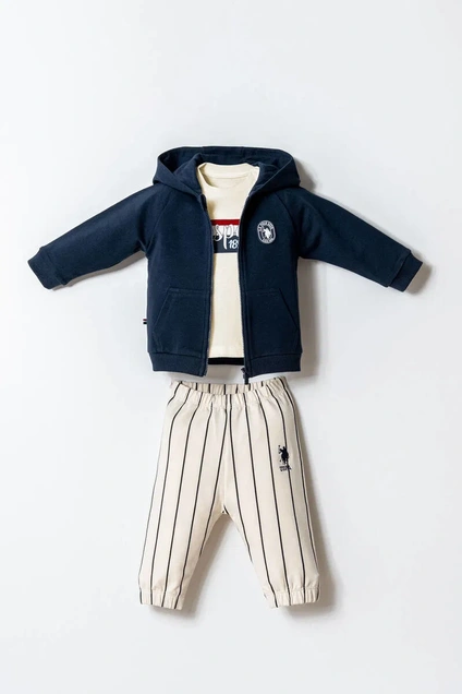 U.S. Polo ASSN komplet Navy 3/1, pantalone, majica i duks 5527