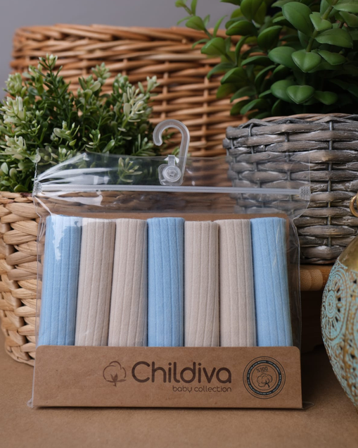 Childiva Set bebi krpica od organskog pamuka 7/1 (plava-bela) 4747