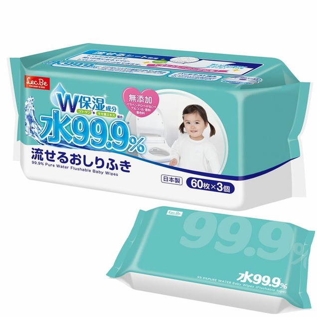 Vodorazgradive vlažne maramice / vlažni wc papir LEC 99.9 % PURE WATER 3pak*60 kom 3124
