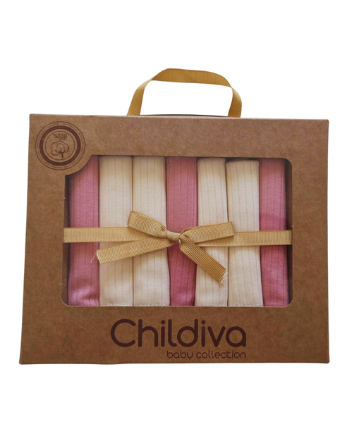 Childiva Set bebi krpica od organskog pamuka 7/1 (roza-bela) 4755