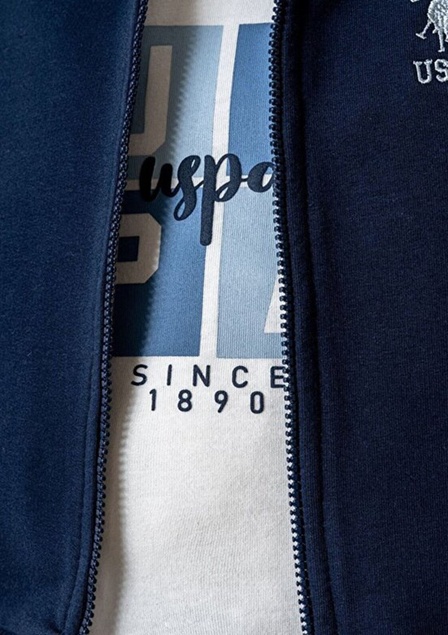 U.S. Polo ASSN komplet 3/1 Deep Blue: pantalone, majica i duks USB2903 5932