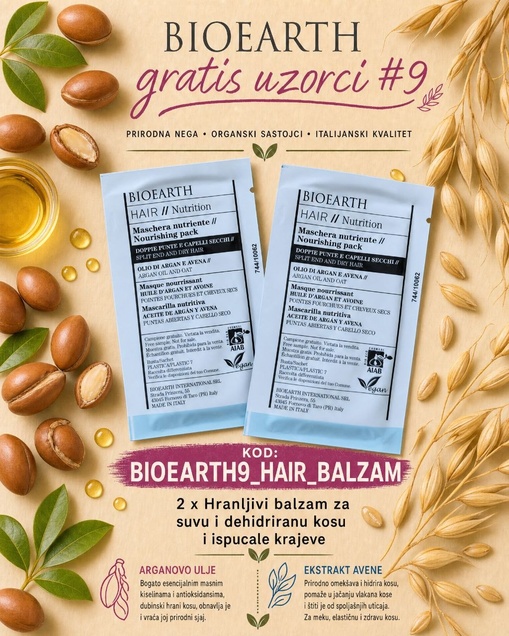 BioEarth poklon uzorci (set 9). 2 x Balzam za kosu 6593