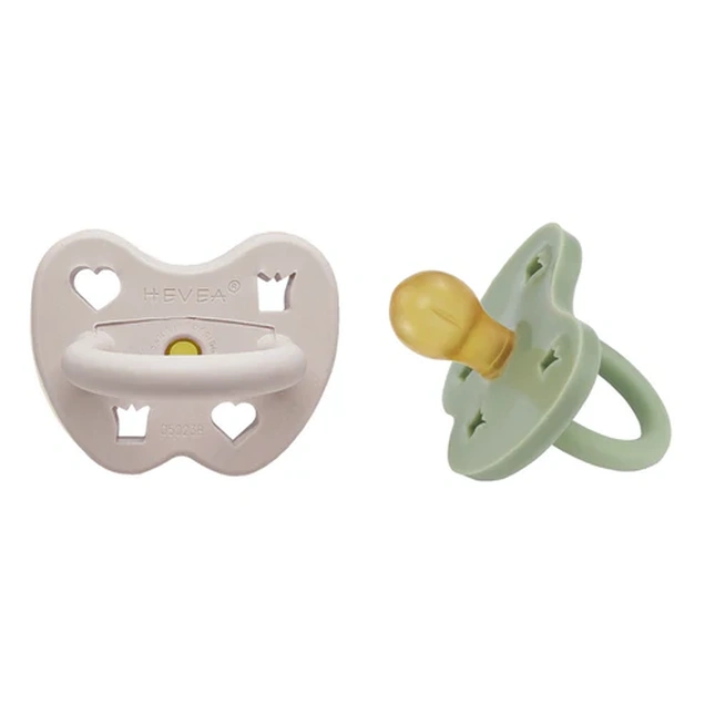 Hevea okrugla cucla od prirodne gume (3-36 mes) 2 kom, Dimljeno bela i Mahovina zelena 4984