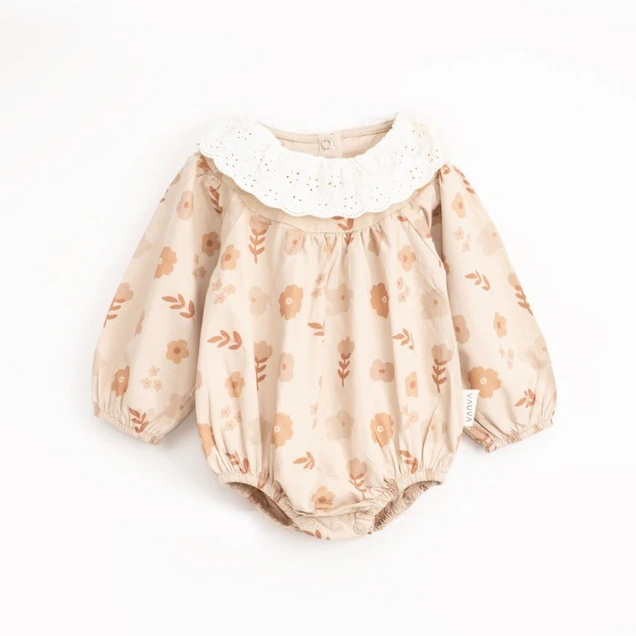 VAUVA Bodi za bebe sa volanima (6-9 m) 68-74 cm Bež cveće 5161