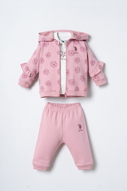 U. S Polo ASSN Komplet trenerka za devojčice 3/1 Pink Flowers USB3248 6851