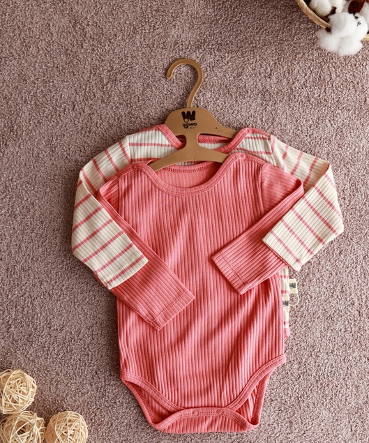 Wowo rebrasti bodi 2 komada 74 (9-12 meseci) (Roza) 3942