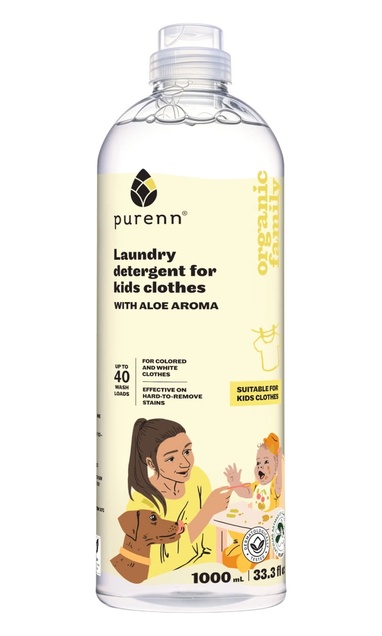 Ekološki tečni deterdžent za pranje veša za bebe i decu sa nežnom notom kamilice - "HAPPY MOMENTS" 1L - Purenn Organic Family 7106